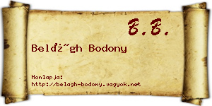 Belágh Bodony névjegykártya